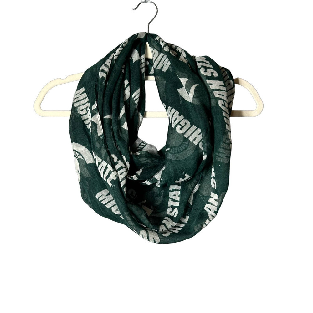 Michigan State Spartans‎ Infinity Scarf Womens OS Green White Logo 34"x26" NCAA